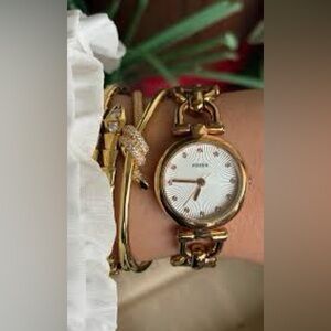 FOSSIL ES3350 Olive Silver Dial Rose Gold-tone Steel Link Bracelet Ladies Watch